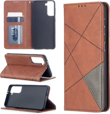 Produktbild von Mobigear Rhombus Slim  Samsung Galaxy S21 Hülle Klapphülle - Braun