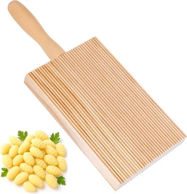Produktbild von Gnocchi Brett – Gnocchi Former mit Nudelholz – Gnocchi-Brett aus Holz – Pasta-Rillenbrett – Für selbstgemachte Gnocchi, Pasta & Nudeln
