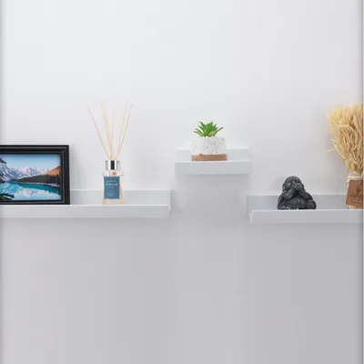 Produktbild von 3tlg. Wandregal Set Weiß Hängeregal Kunststoff Schweberegal Regal Wandboard Freischwebend Ablage Regalbrett