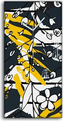 Produktbild von Wandbild Leinwand Bilder mit Uhr 30x60 Sommerblumen Tropischer Streifen Tier - weiße Hände