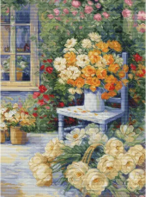 Zdjęcie produktu dla Zestaw do haftu krzyżykowego Luca-S "Garden Corner", wzór liczony, 27x36,5cm