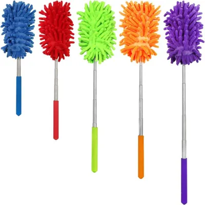 Imagen del producto de Paquete de 5 plumillas de microfibra para quitar el polvo, de 75 cm de longitud, extensibles, ideales para la limpieza de muebles