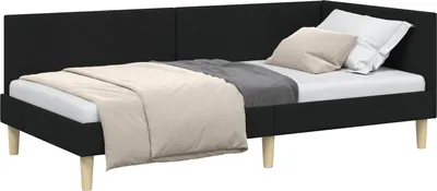 Immagine prodotto di vidaXL Letto angolare nero 90 cm x 190 cm Tessuto e compensato