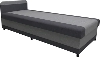 A studio shot of a single bed.