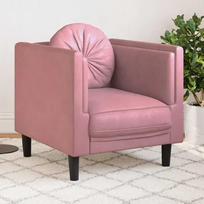 Produktbild von Sessel mit Kissen aus rosa Samt