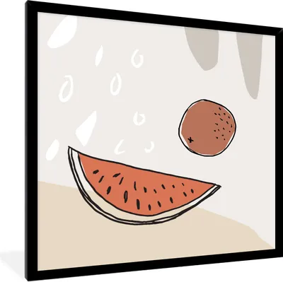 Produktbild von MuchoWow® Gerahmtes Poster Sommer - Melone - Kokosnuss 40x40 cm - Poster mit Schwarzem Bilderrahmen Wandposter Rahmen Foto Bilder - Mit Rahmen - Wanddekoration Schlafzimmer