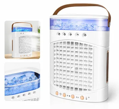 Produktbild von USB Luftkühler Ventilator 4in1, tragbarer Mini Air Cooler mit Sprühfunktion & Nachtlicht für Zuhause und Outdoor