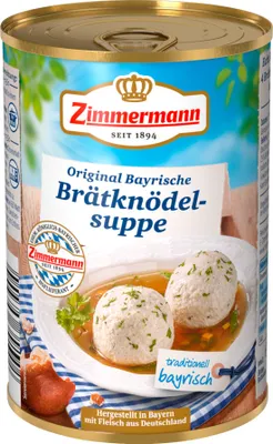 Produktbild von Zimmermann Brätknödel Suppe Gemüsebrühe mit Bratknödeln 400ml