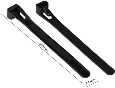 Obrázek produktu pro Opakovaně použitelné kabelové pásky 200 × 7,2 mm, černé, 100 ks, nylon