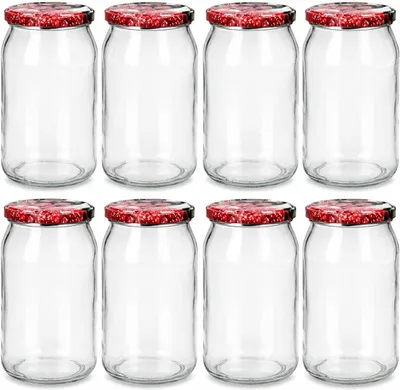 Produktbild von 8x Einmachgläser 900 ml mit Schraubdeckel TO 82 – große Twist-Off Vorratsgläser aus Glas zum Einkochen, Einmachen & Aufbewahren für Marmelade, Gurken,