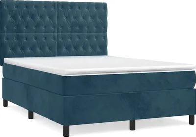 Produktbild von vidaXL Boxspringbett mit Matratze Dunkelblau 140x190 cm Samt