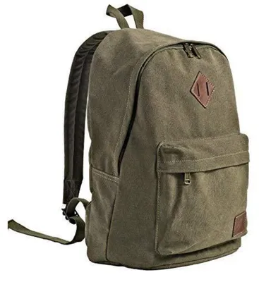 Image de Sac à dos en toile, 28 litres, couleur vert armée. Sac à dos pour ordinateur portable, sac de jour, sac à dos pour l'école, sac à dos de voyage, pour hommes et femmes