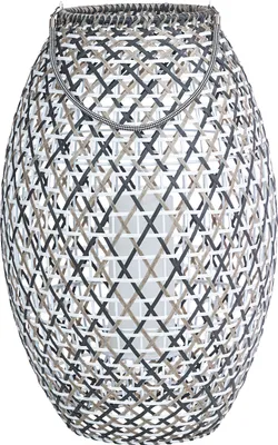 Produktbild von Dehner Solar-Laterne Tamarin, Lichtfarbe warmweiß, Ø 41 cm, Höhe 63 cm, Metall / Kunststoff, schwarz / weiß