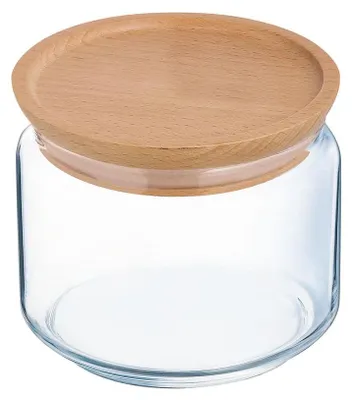 Obrázok produktu pre Pure Jar - Skladovací pohár s dreveným viečkom - 0,50 l - sklo - (sada 6 kusov).