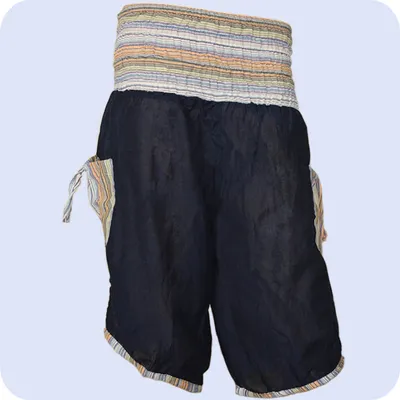 Produktbild von Haremshose Shorts Bermuda Jogginghose Sweathose Freizeithose Trainingshose gesmokt Varkala Damen, blau