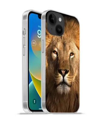 Produktbild von MuchoWow® Handyhülle Schutzhülle Hülle für Apple iPhone 14 - Softcase Löwe - Tiere - Schwarz - Hell - Braun - Porträt Silikon Softcase Handy Hülle - Mobiltelefonhülle