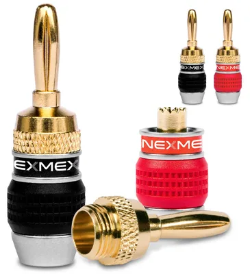 Produktbild von Bananenstecker High End NEXMEX 24K vergoldet 4x Stecker Lautsprecher Kabel