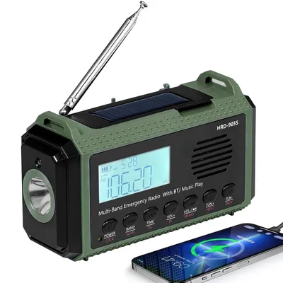 Immagine prodotto di 10000mAh Radio di emergenza Bluetooth FM/AM, power bank, torcia, allarme SOS