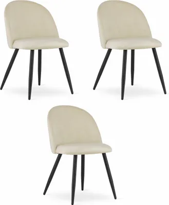 Produktbild von BELLO Stuhl – Beige Samt / Schwarze Beine, 3 Stück