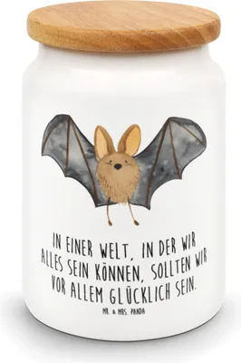 Produktbild von Mr. & Mrs. Panda Frischhaltedose Fledermaus Flügel - Weiß - Geschenk, Gute Laune, Kaffeedose, zuckerdose, Teedose, Vorratsbehälter, Aufbewahrungsdose, leckerlidose