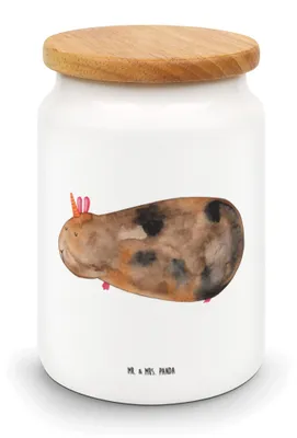 Produktbild von Mr. & Mrs. Panda Frischhaltedose Einhorn Meerschweinchen - Weiß - Geschenk, Dose, Lebensmittelbehälter, salzdose, Kaffeedose, Meerhörnchen, Einhörner, zuckerdose, Unicorn
