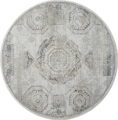 Produktbild von MY-RUG Teppich,Olav, 120x120, Kurzflor-Teppich, creme weiß, weich, gemütlich, mit schönem Muster, flachgewebt, rund