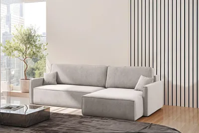 Zdjęcie produktu dla Sofa w kształcie litery L Carlos z Funkcją Spania i Pojemnikiem na Pościel Tkanina Salvador Beżowy Prawy
