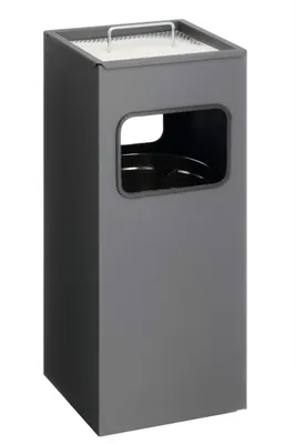 Produktbild von DURABLE Papierkorb Metall 17L eckig mit Ascher, 333158 anthrazit