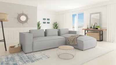Produktbild von S-STYLE MÖBEL - Modernes Ecksofa Lorine aus Grau Luxusmicrofaser mit Ottomane rechts und weichem Sitz, B/T/H: 262 cm/ 176 cm/ 64 cm