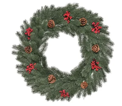 Produktbild von Weihnachtskranz, Türkranz mit 40 LEDs Zapfen, Künstlicher Weihnachtskranz Weihnachten Adventskranz 60 cm
