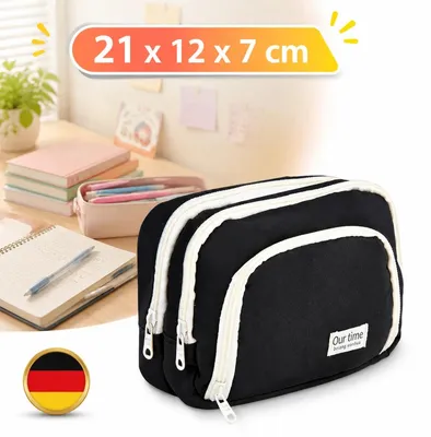 Produktbild von Federmäppchen Stiftehalter 3 Fächer Große Kapazität Schülermäppchen Polyester