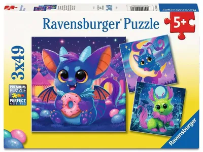 Immagine prodotto di 3 x 49 pezzi Puzzle per bambini Ravensburger "Monsterchen" 12004261
