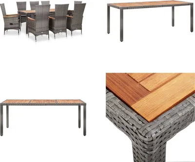 Produktbild von vidaXL 9 tlg. Garten Essgruppe mit Auflagen Poly Rattan Grau - Gartenmöbel-Set - Gartenmöbel-Sets - Gartentisch Und Stühle - Gartentische Und Stühle