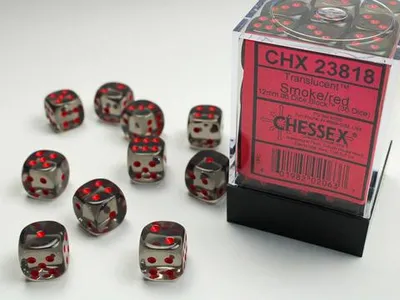 Produktbild von Chessex Translucent 12mm d6 Smoke/red Dice Block™ (36 dice)
