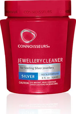 Produktbild von connoisseurs Schmuckreiniger für Sterlingsilber, 236 ml, nicht für Edelsteine oder beschichtete Oberflächen, mit praktischen Körben zum Eintauchen.
