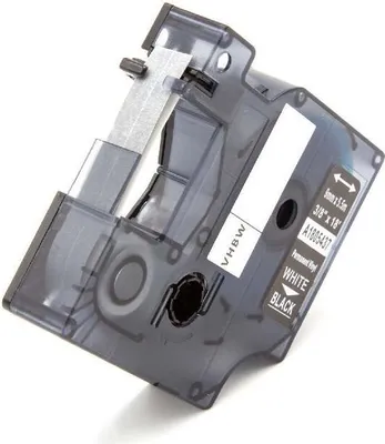 Produktbild von vhbw Schriftband-Kassette kompatibel mit 3M PL300, PL100, PL200 Etiketten-Drucker 5,5m x 9mm Weiß auf Schwarz, Vinyl
