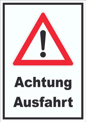 Produktbild von Achtung Ausfahrt Symbol Aufkleber A6 (105x148mm)