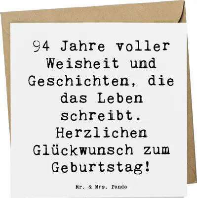 Produktbild von Mr. & Mrs. Panda Grußkarte Spruch 94. Geburtstag - Weiß - Geschenk, Happy Birthday, Glückwunschkarte, Geburtstagsgeschenk, anlasskarte, doppelkarte, faltkarte, Klappkarte