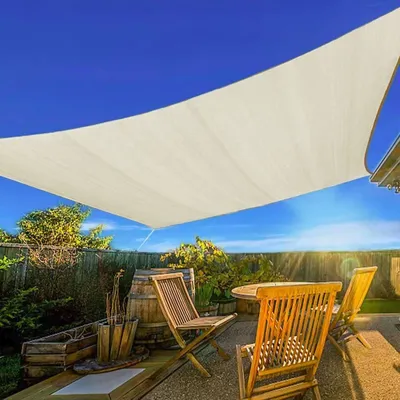 Produktbild von MODERNHOME Sonnensegel, 5x5m, rechteckig, Polyester, Beige, wasserdicht & UV-Schutz, 180 g/m², inkl. 4 Leinen