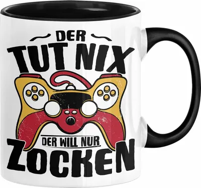 Produktbild von Gamer Geschenk Tasse Geschenkidee für Zocker Der Tut Nix Der Will Nur Zocken Jungs Geschenkdiee Gaming (Schwarz)