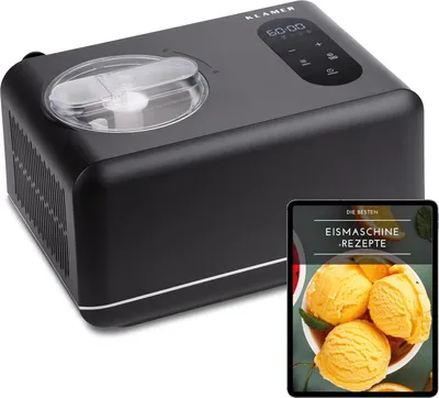 Produktbild von KLAMER 3-in-1 Eismaschine, Slush Maschine & Joghurtbereiter 1,5 L, 150 W Eiscrememaschine aus Edelstahl mit Kühl- & Heizfunktion, hausgemachtes Speise-, Slusheis mit selbstkühlendem Kompressor