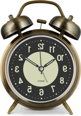 Immagine prodotto di Sveglia Luide - Doppio allarme - Funzione sveglia - Silenziosa, senza ticchettio - 10,5 cm - Bronzo