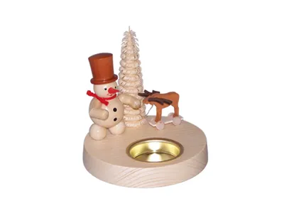 Produktbild von Tischdekoration Kerzenhalter Schneemann mit Elch BxHxT 10x10,5x10cm NEU
