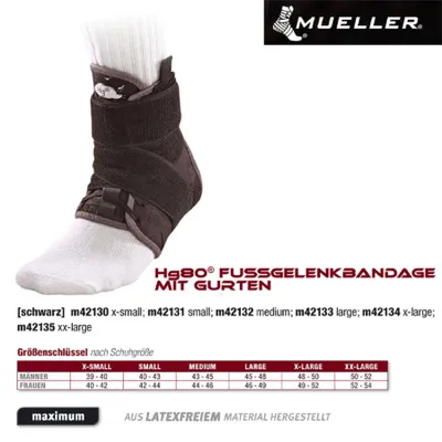 Produktbild von MUELLER Hg80 Fußgelenkbandage mit Gurten - M -- 1 Stck