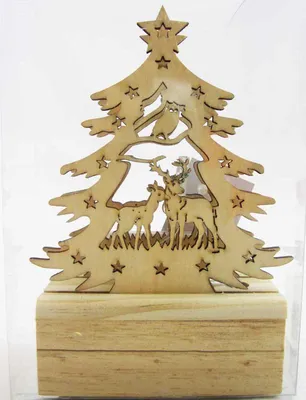 Produktbild von Mini-LED-Laserholz-Baum - Waldtiere - für Batteriebetrieb 13 x 7 x 11 cm
