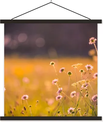Produktbild von MuchoWow® Textilposter Blumen - Hell - Rosa 60x60 cm mit schwarzem Rahmen - Posteraufhänger
