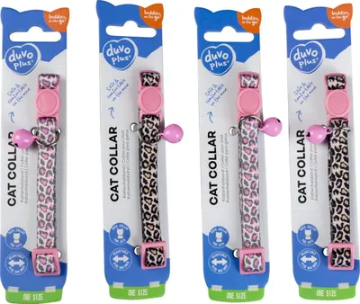 Productafbeelding van Duvo+ Kattenhalsband Panter Nylon Zwart/Roze 20-30cm / 10mm