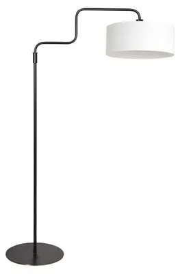 Image de Lampadaire - blanc noir - Bloeba - lin métal - Ø 40cm - E27 - 4164ZW - Steinhauer