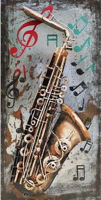 Produktbild von 3D-Metallbild - Motiv: Saxofon - 80 x 40cm