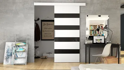 Obrázok produktu pre Posuvné dvere SKULEN 5 - 90 cm, biele / čierne sklo
